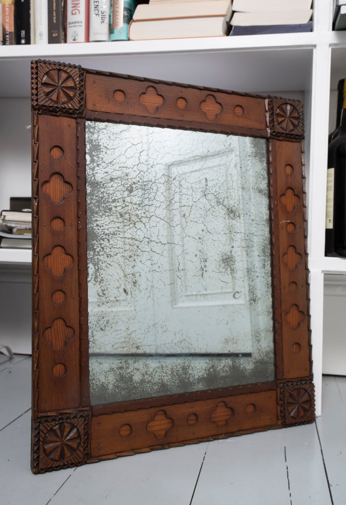 Antique mirror with a mercury patina
